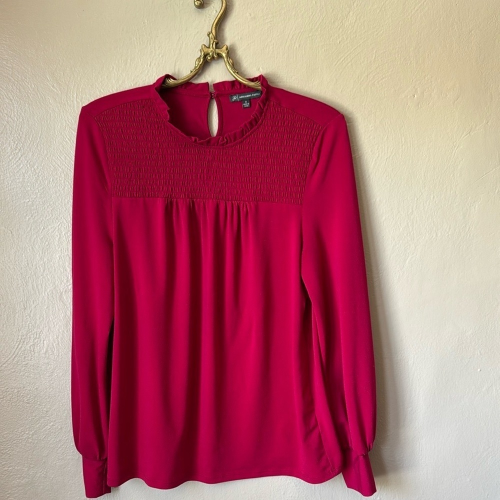 Adrianna Papell Red Pleated Blouse